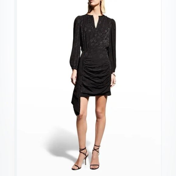 Shoshanna Dresses & Skirts - Shoshanna Ivy side ruffle jacquard mini dress black sz 6